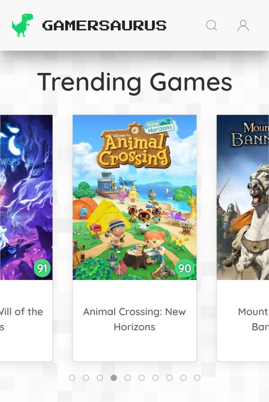 Gamersaurus Mobile Page